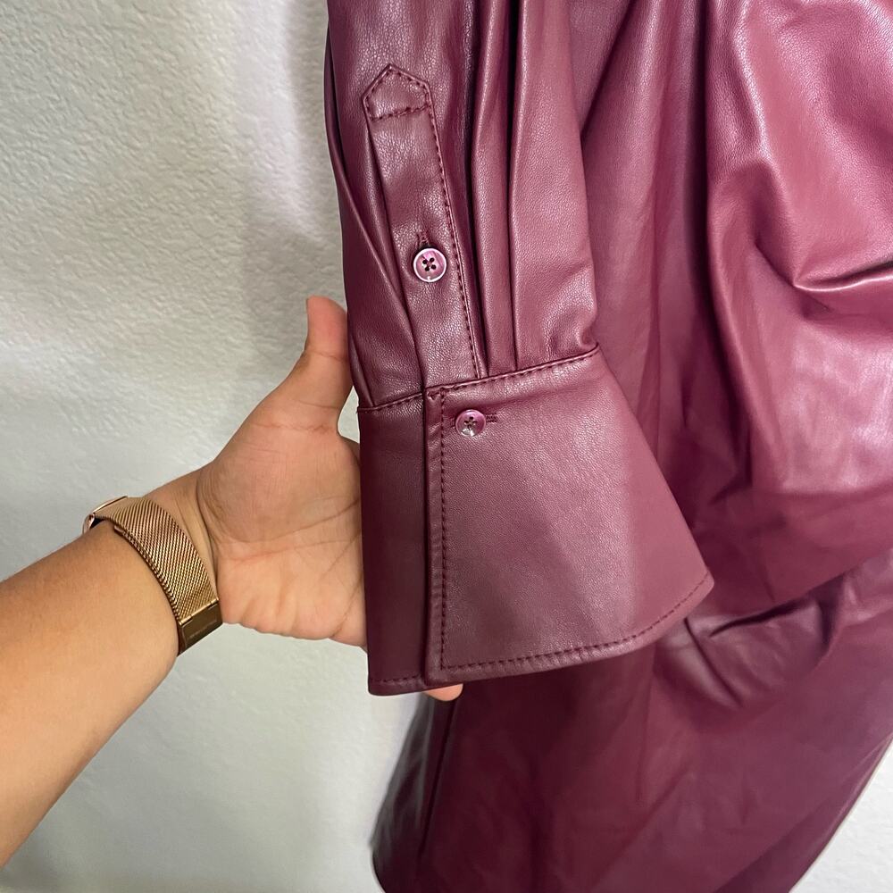 Jonathan Simkhai Burgundy Leather Midi Dress - Picture 13 of 16
